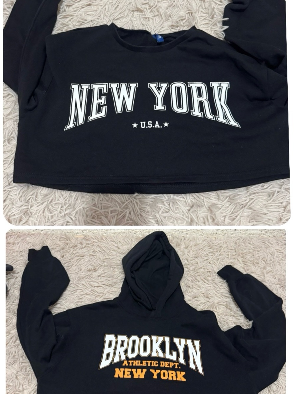 H&M Black 'New York' & 'Brooklyn' Graphic Hooded Sweatshirt